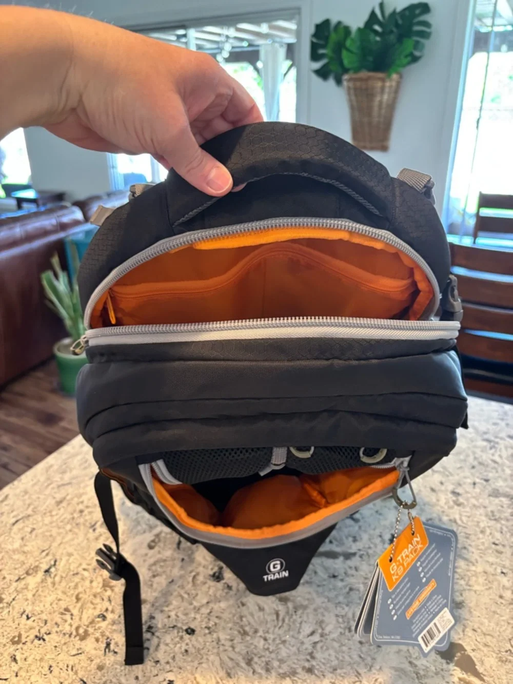 Kurgo G-Train Black Backpack with Orange Interior